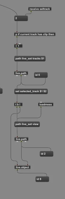 Finding the first clip and changing the selected track